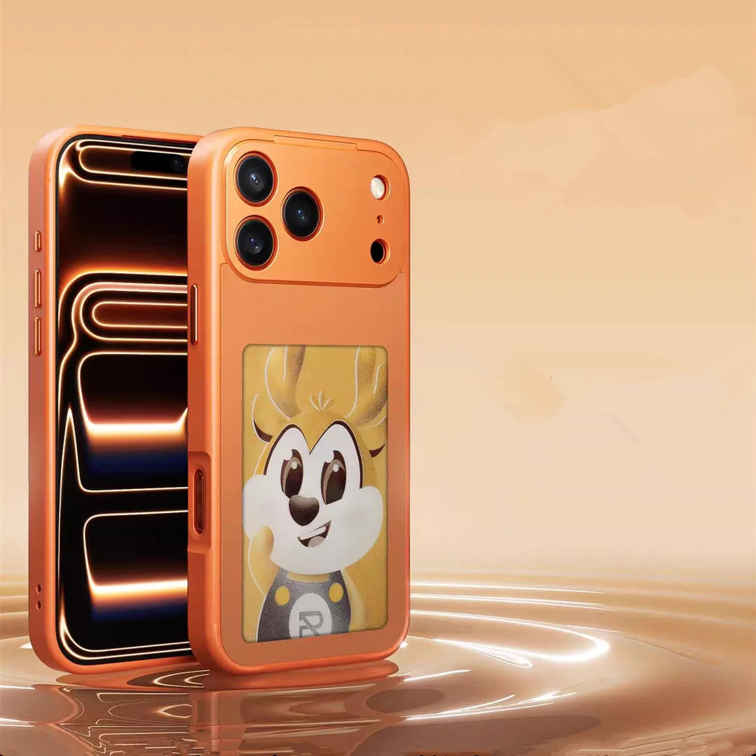 NFC E-Ink Phone Case for iPhone 17 Pro Max with Shock-Absorbing Frame Orange Tidesmit