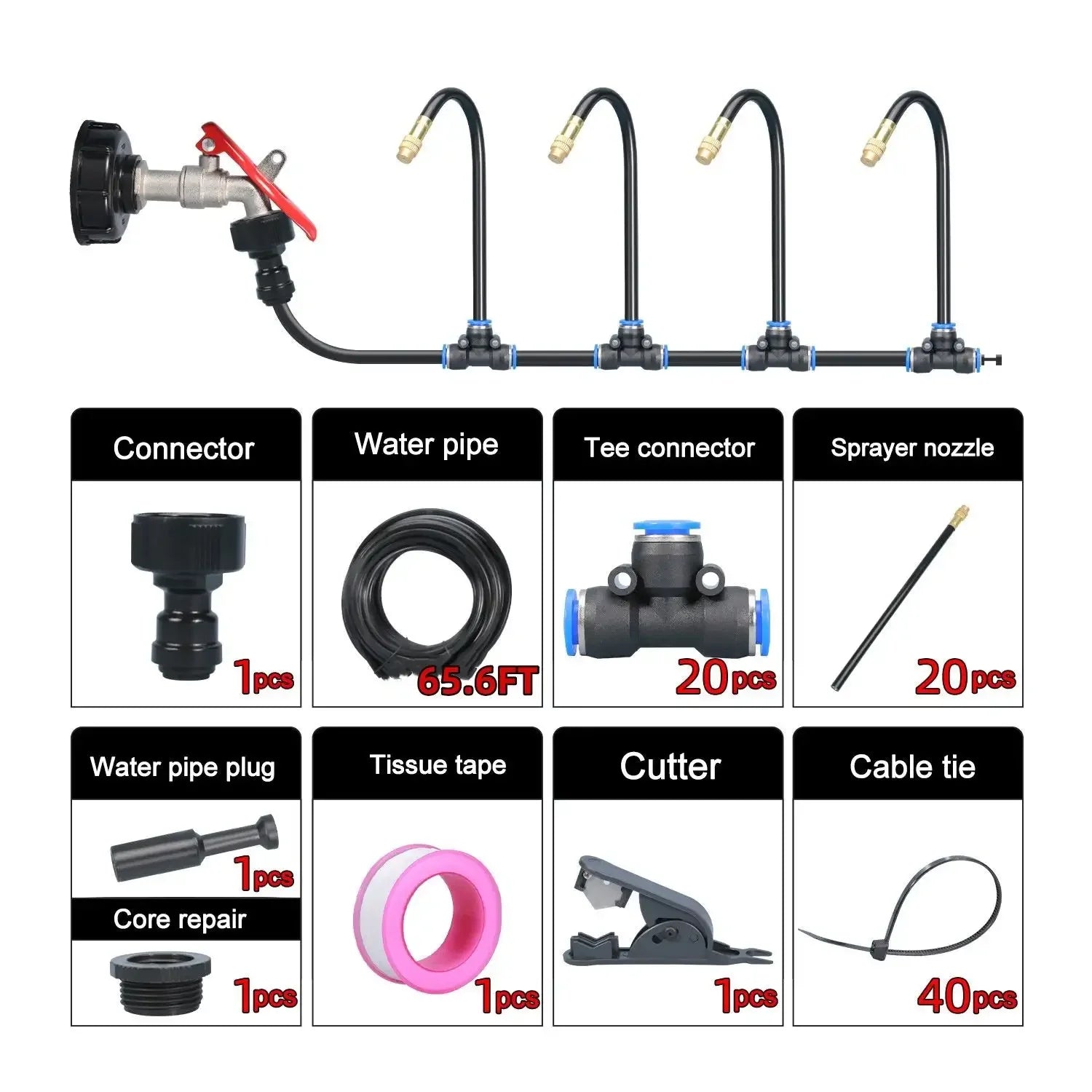 20M-5M DIY Universal Sprayer Kit 360° Curved Garden Automatic Irrigation System for Garden Plant Fogging Watering Irrigation New