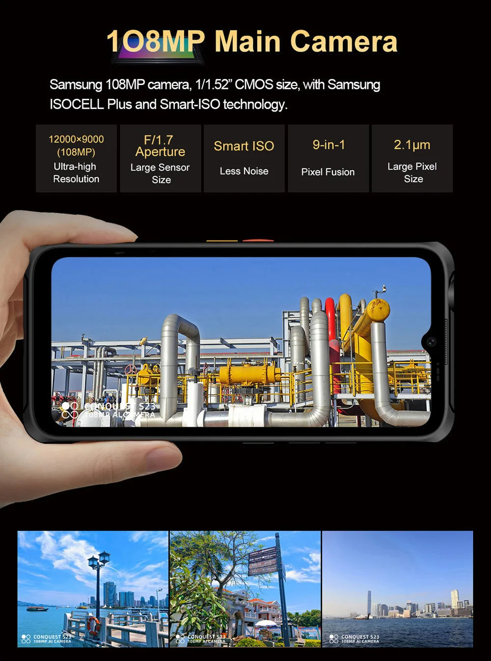 CONQUEST 5G Smartphone Network108MP Camera 12GB 512GB 66W Thermal Imaging  IP68 Waterproof NFC