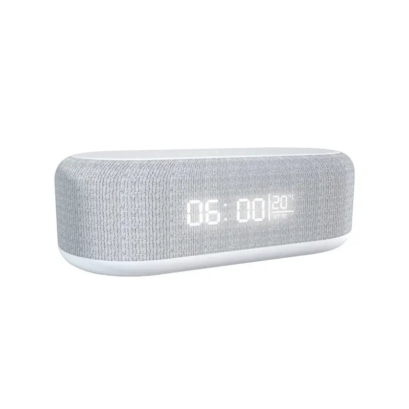 Portable Bluetooth Speaker with Wireless Charger and Alarm Clock - White White1 Tidesmit