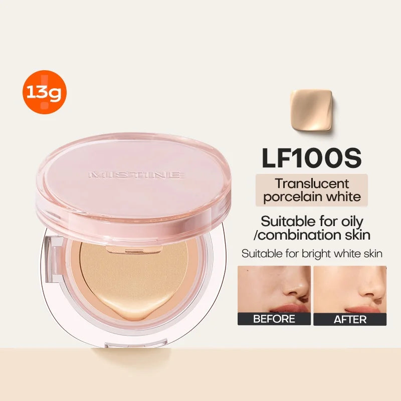 Tidesmit Mistine Air Cushion foundation texture close-up for dewy natural face makeup finish