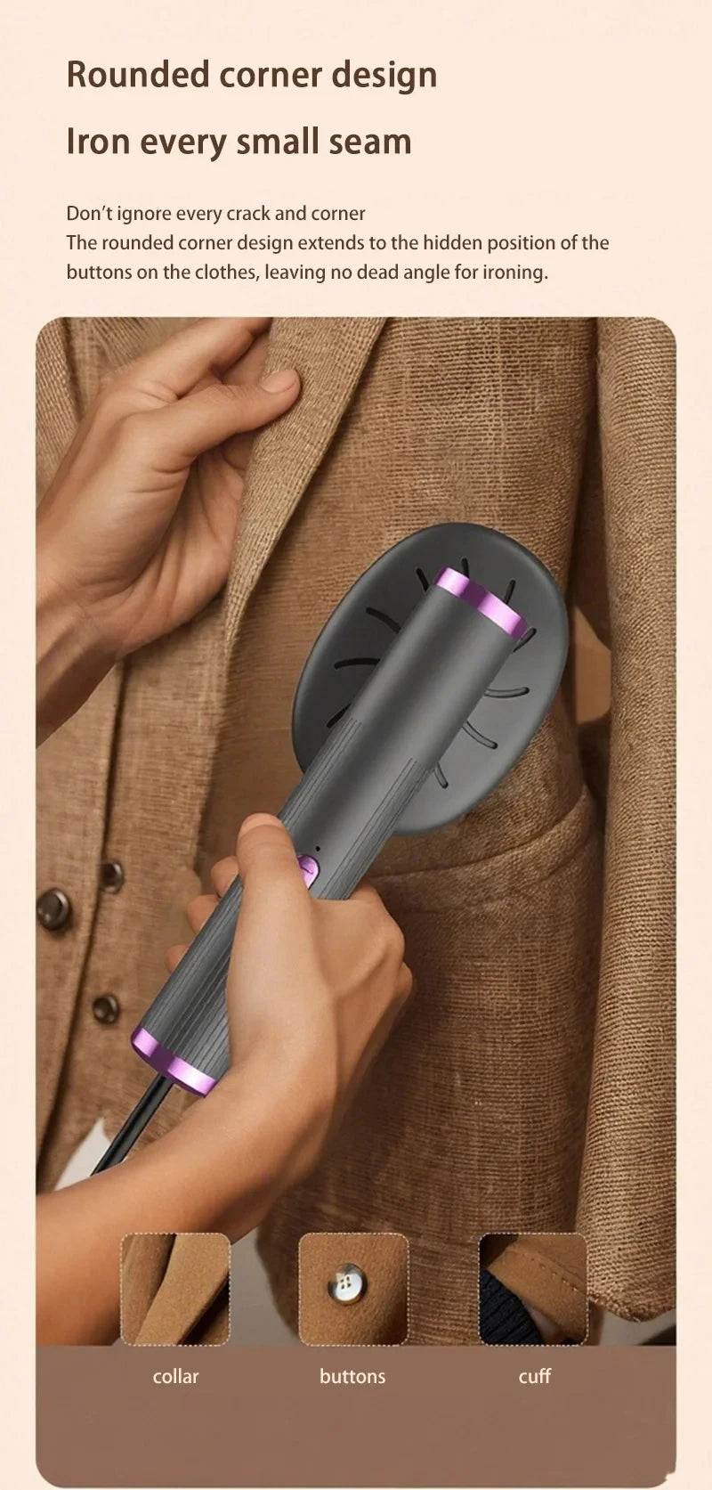 Tidesmit portable handheld USB steamer iron for fast garment wrinkle removal and convenient home or travel clothes care