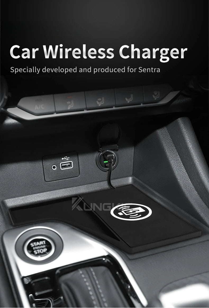 Wireless Car Charger Pad for Nissan Sylphy Sentra 2020-2025 LHD Tidesmit