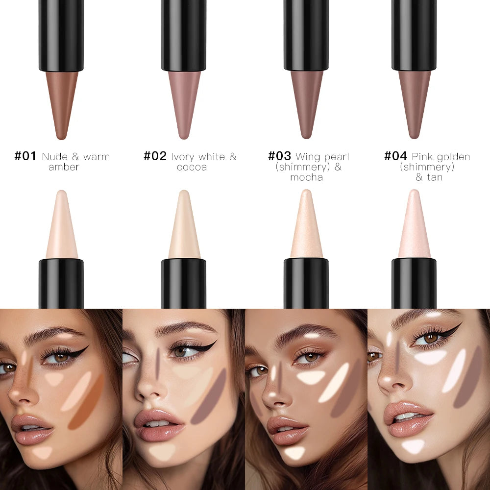Tidesmit double-headed contouring stick and highlighter for V face sculpting and nose bridge definition detail view