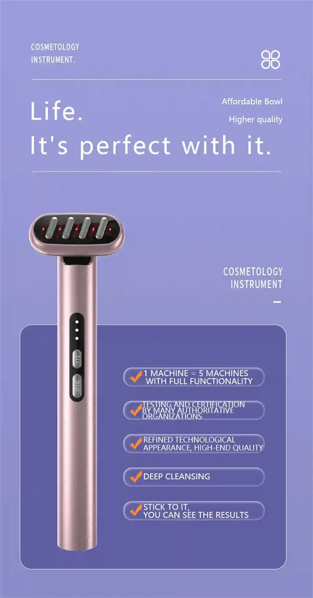 Tidesmit Microcurrent LED Face Massager Wand - Portable Skin Tool Massage Roller Tidesmit