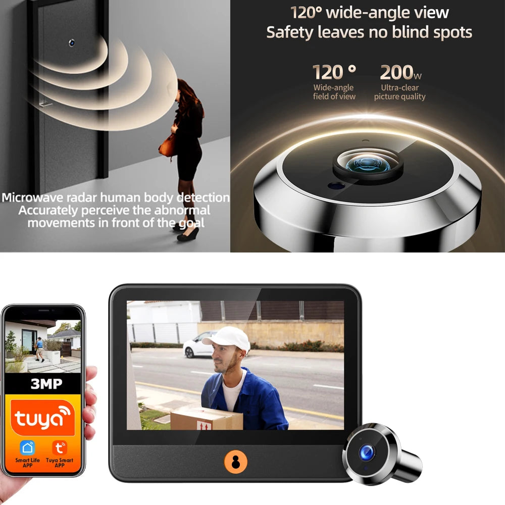 Digital Cat Eye Night Vision Video Doorbell Eye Camera 4.3'' Visual Peephole Camera PIR Surveillance Monitor Viewer Danmini S30