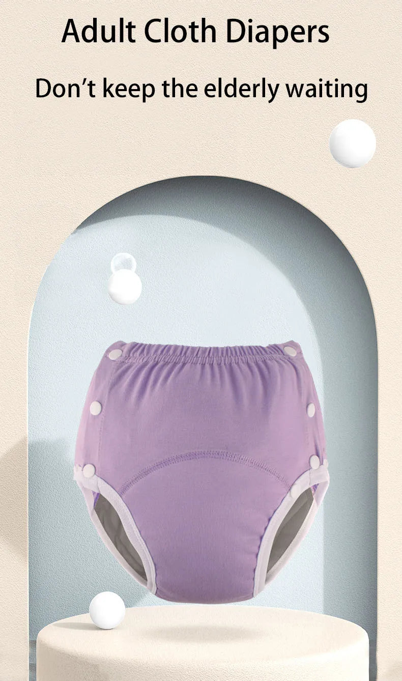 BIAI 1pc Cotton Adult Cloth Diapers Reusable Incontinence in Adult Cloth Nappies Washable Diaper Pants for Adults Teenage Gift