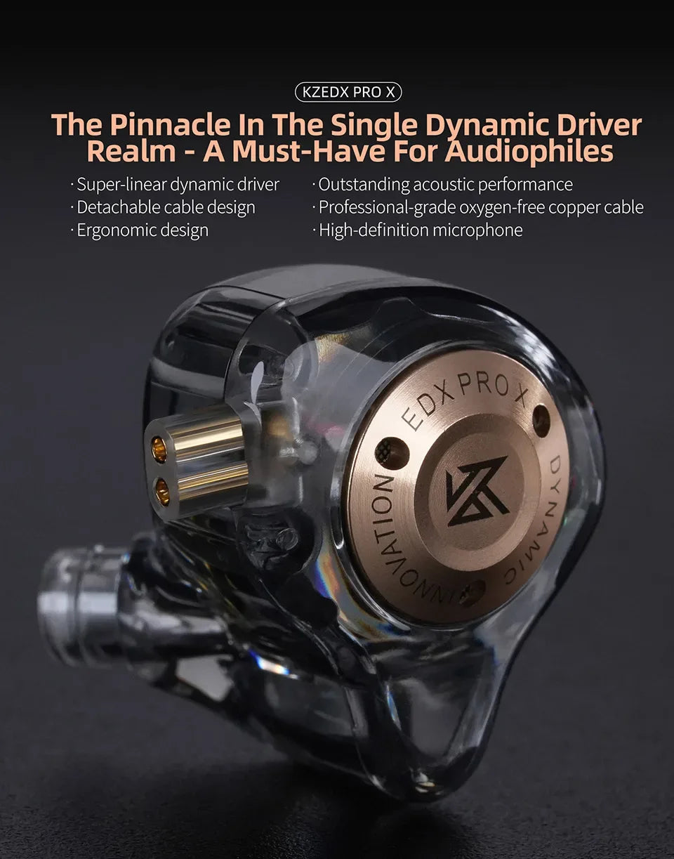 KZ EDX PRO X Wired Earphones Dynamic Drive HiFi Stereo Bass Sound Earbud Music Noise Cancelling Gaming Headset Detachable Cable Tidesmit