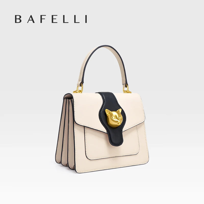 BAFELLI 2025 WOMEN'S BUSINESS STYLISH SHOPPER BAG LADY DESIGN HANDBAGS ORIGINAL BRAND PURSE SHOULDER CROSSBODY  NEW CAT LEATHER