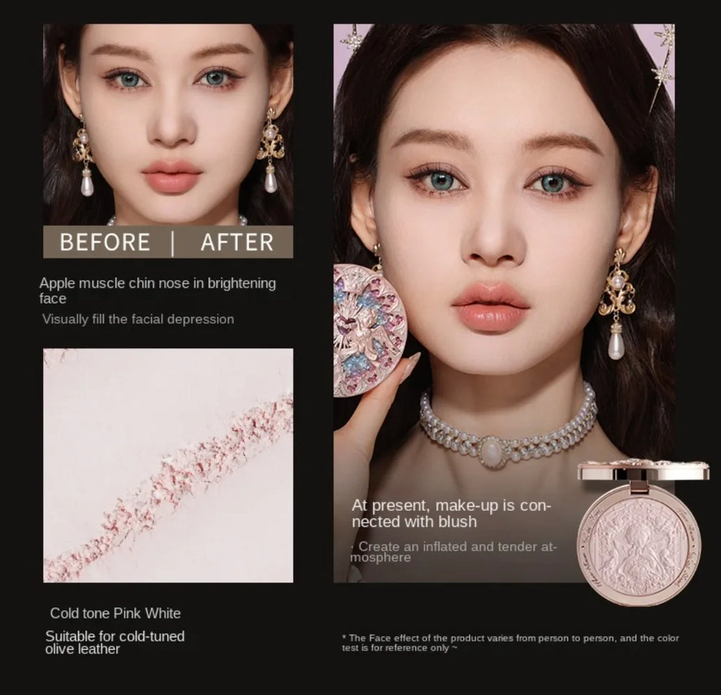 Tidesmit Flower Knows Little Angel Relief Highlight face powder palette detail view for radiant makeup contour