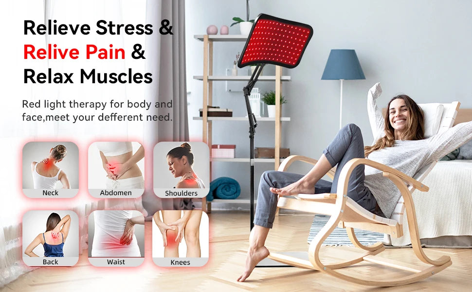 Red Light Therapy Panel with Adjustable Stand,Dual Chip 660&850 nm LED Near Infrared Light Device for Skin Health, Pain Relief