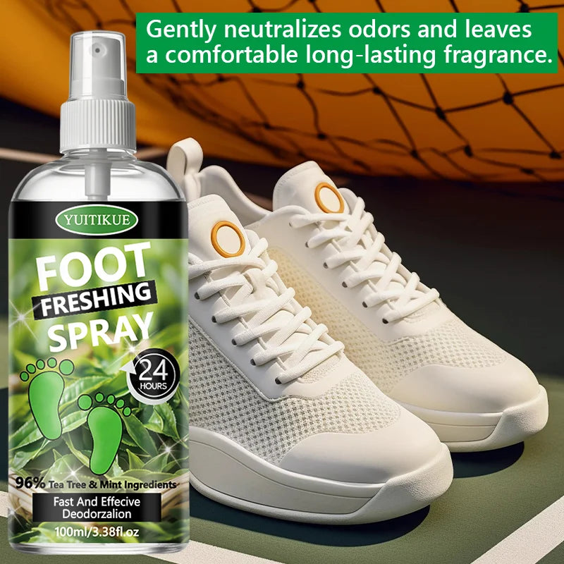 Tidesmit YUITIKUE Tea Tree foot refreshing spray 100ml for 24-hour odor control and foot hygiene.