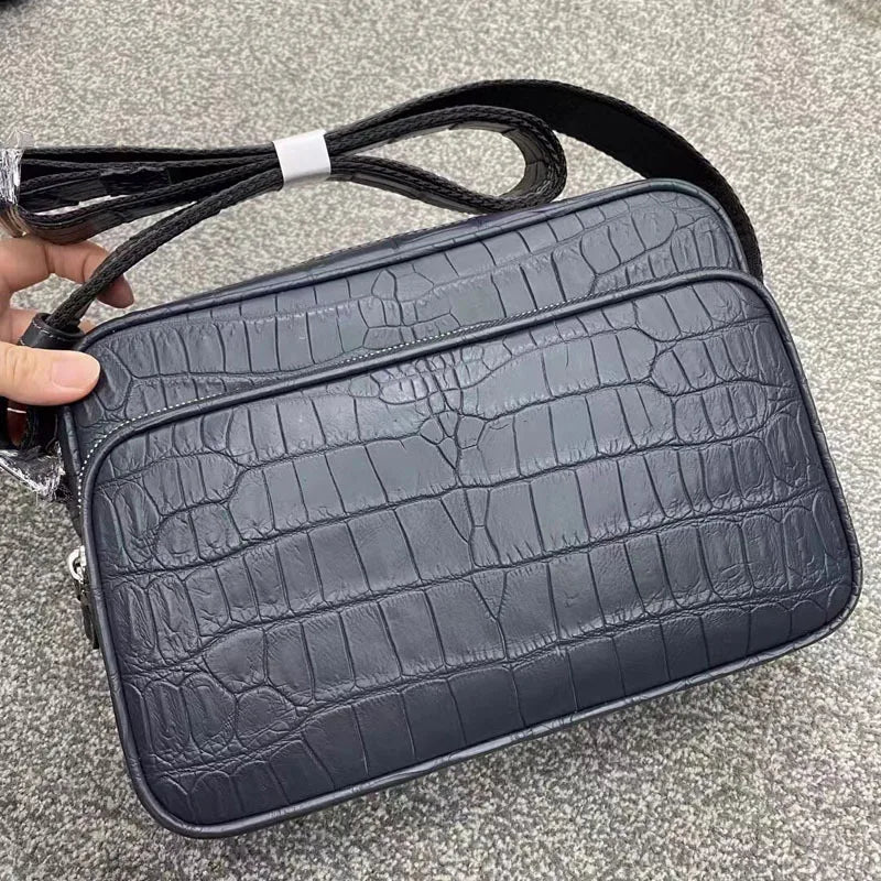 2022 New Designer Belly Crocodile Skin Men's Shoulder Bag Fashion Men Real Crocodile Bag High Quality Large Capacity Male Bag 45