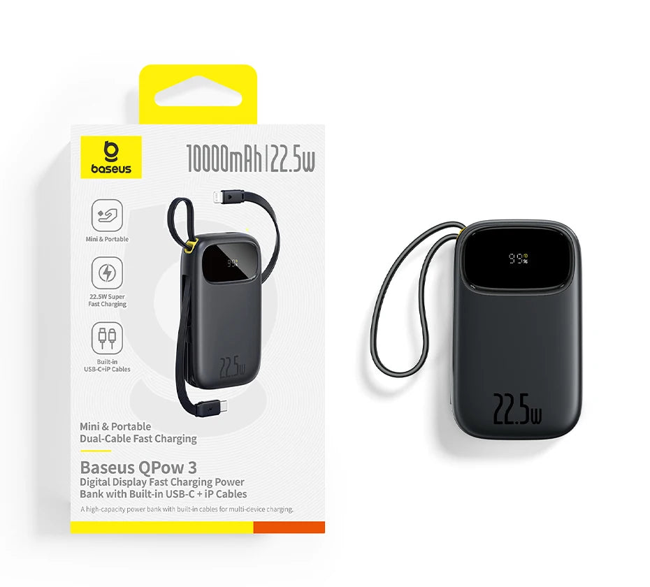 Tidesmit 20000mAh Portable Charger with Built-In PD Fast Charging Cables Tidesmit