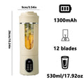 Tidesmit 530ml portable wireless USB juicer featuring 12 blades and 4 speed settings for crushed ice blending