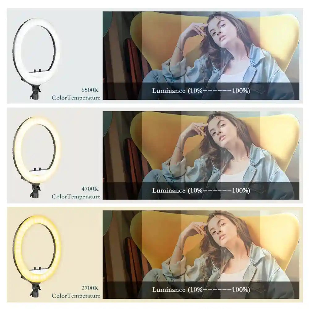 18 Inch LED Ring Light with Adjustable Tripod for Content Creation Tidesmit