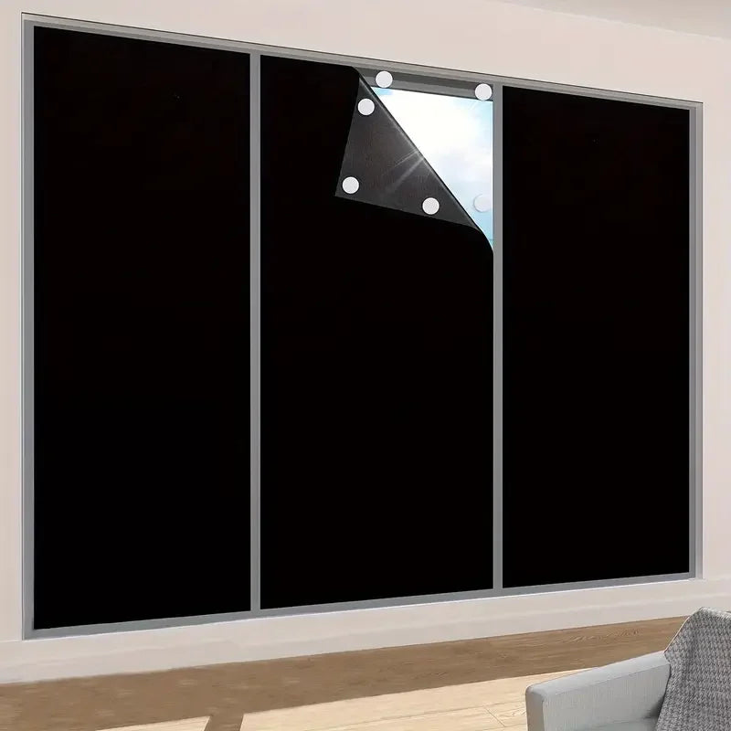 95-98% Blackout Curtain DIY Portable Travel Removable Blocking Darkest Window Film Cloth Self-adhesive Window Shades
