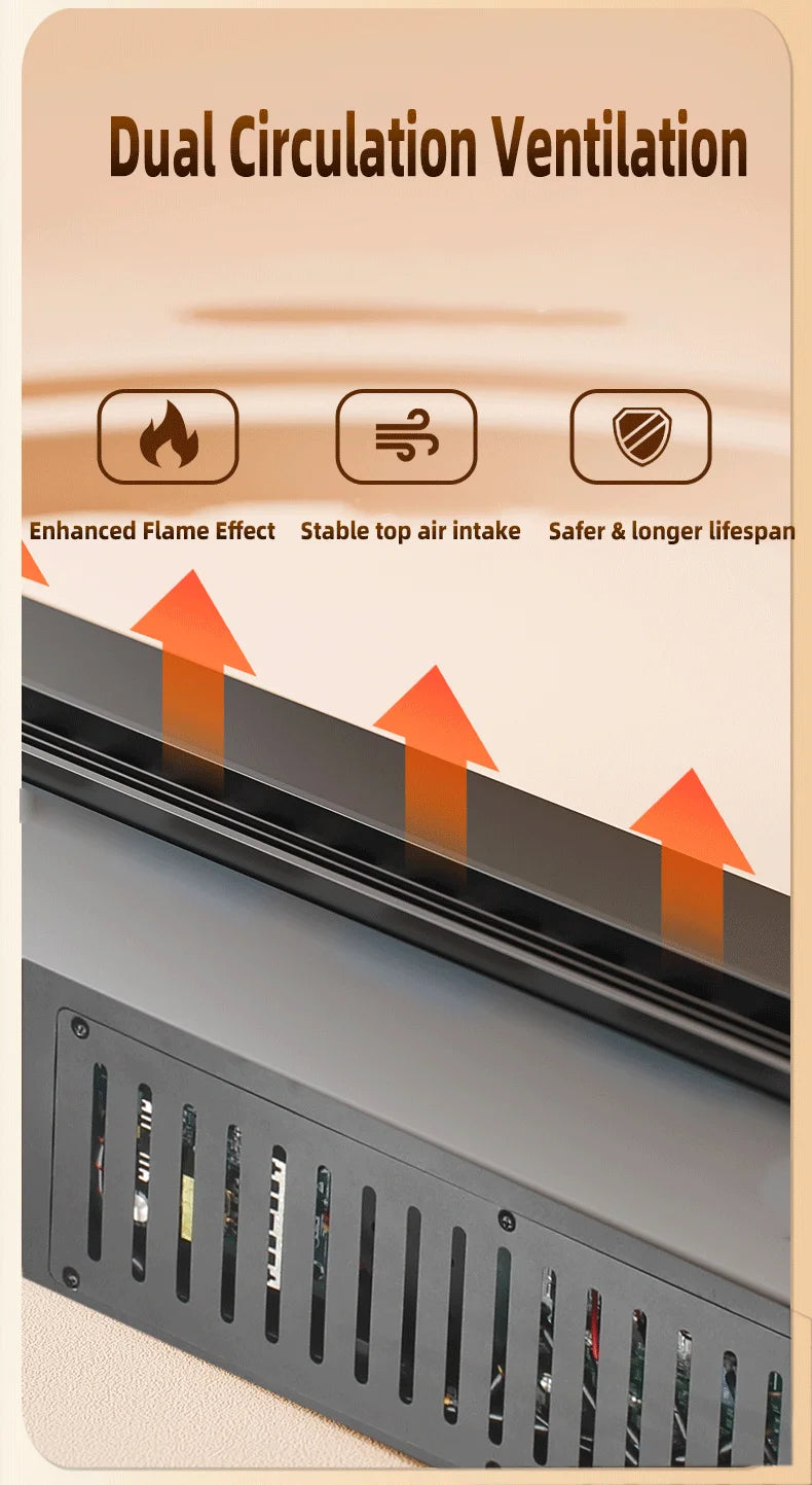 Water Steam Fireplace TV Decoration Indoor Fake Fire 3D LED Plug-in Modern Smart Electric Atomization APP Fireplace