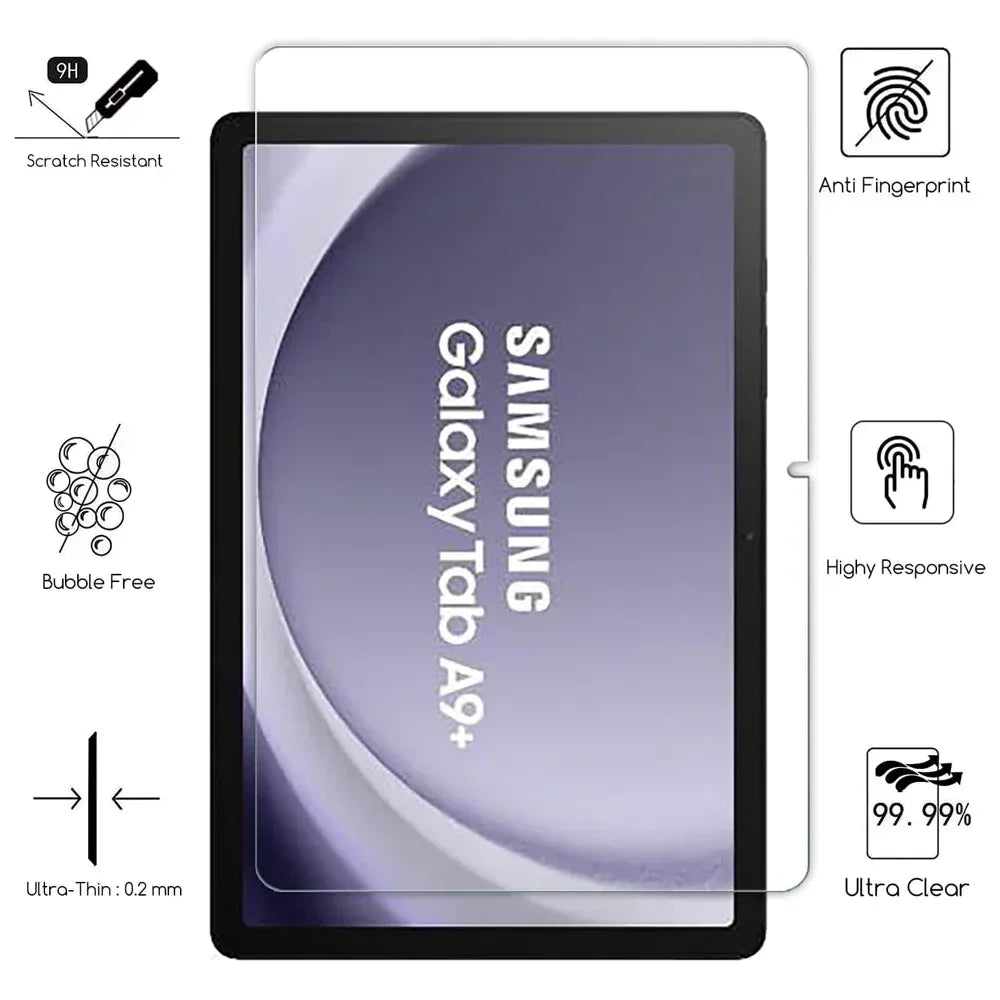 Samsung Galaxy Tab A9+ Screen Protector - 2 Pack 9H Tempered Glass Tidesmit