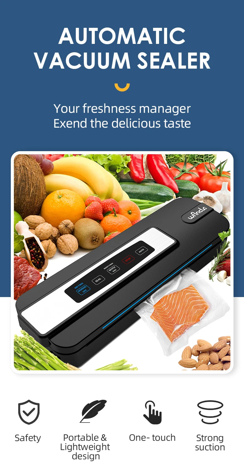 Automatic Food Vacuum Sealer with Preservation Modes Plastic Bag Sealing Machine Food Storage Vacuum Package Machine for Kitchen