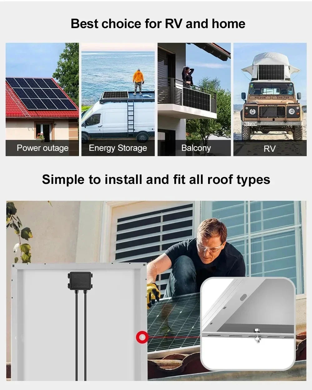 6000W/3000W High-Power Solar Panel Kit, Suitable for Outdoor Activities and Homes Camping and RV Off Grid Living