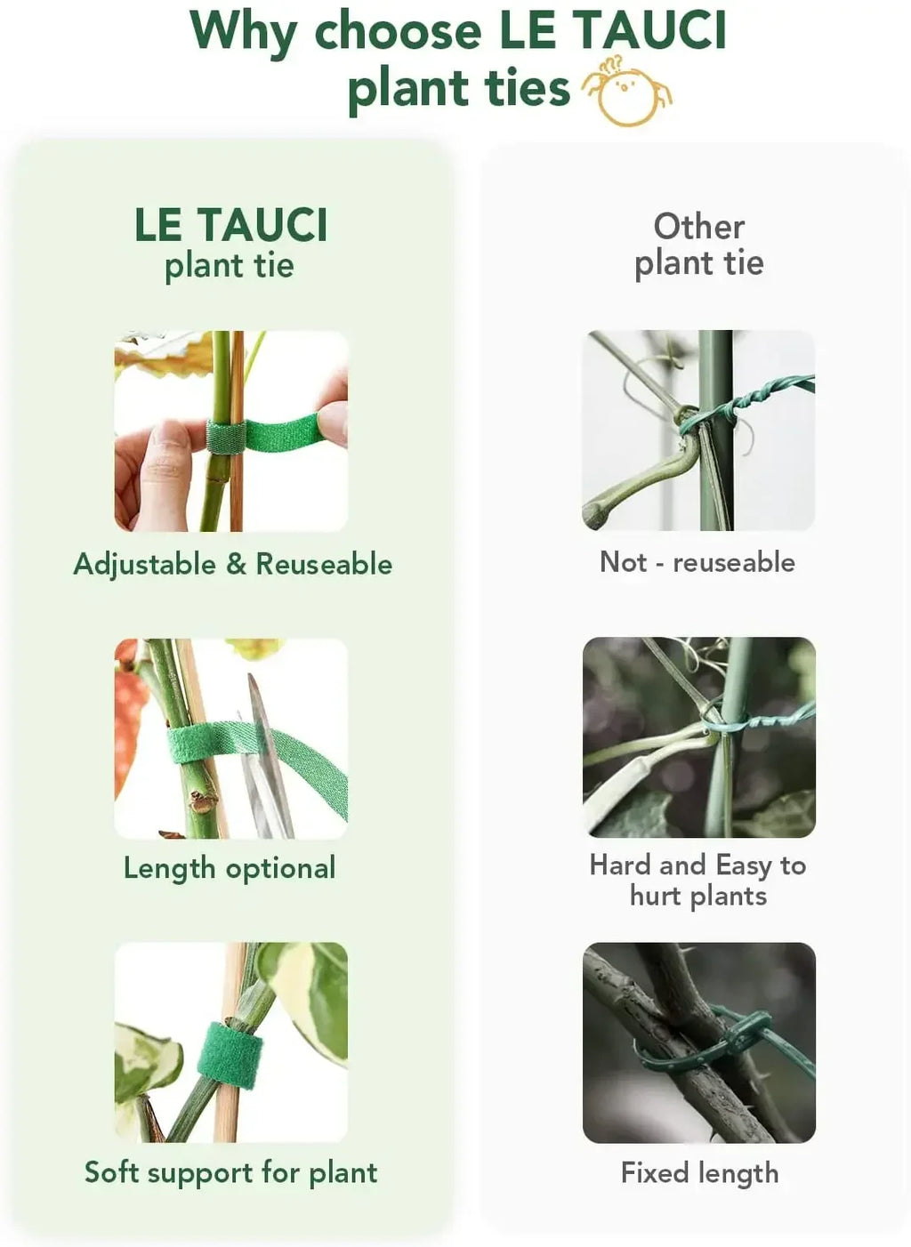 Self Adhesive Plant Nylon Cable Tie Green Adjustable Plants Hook Loop Support Garden Twine Bandage Reusable Fastener Tape Strips