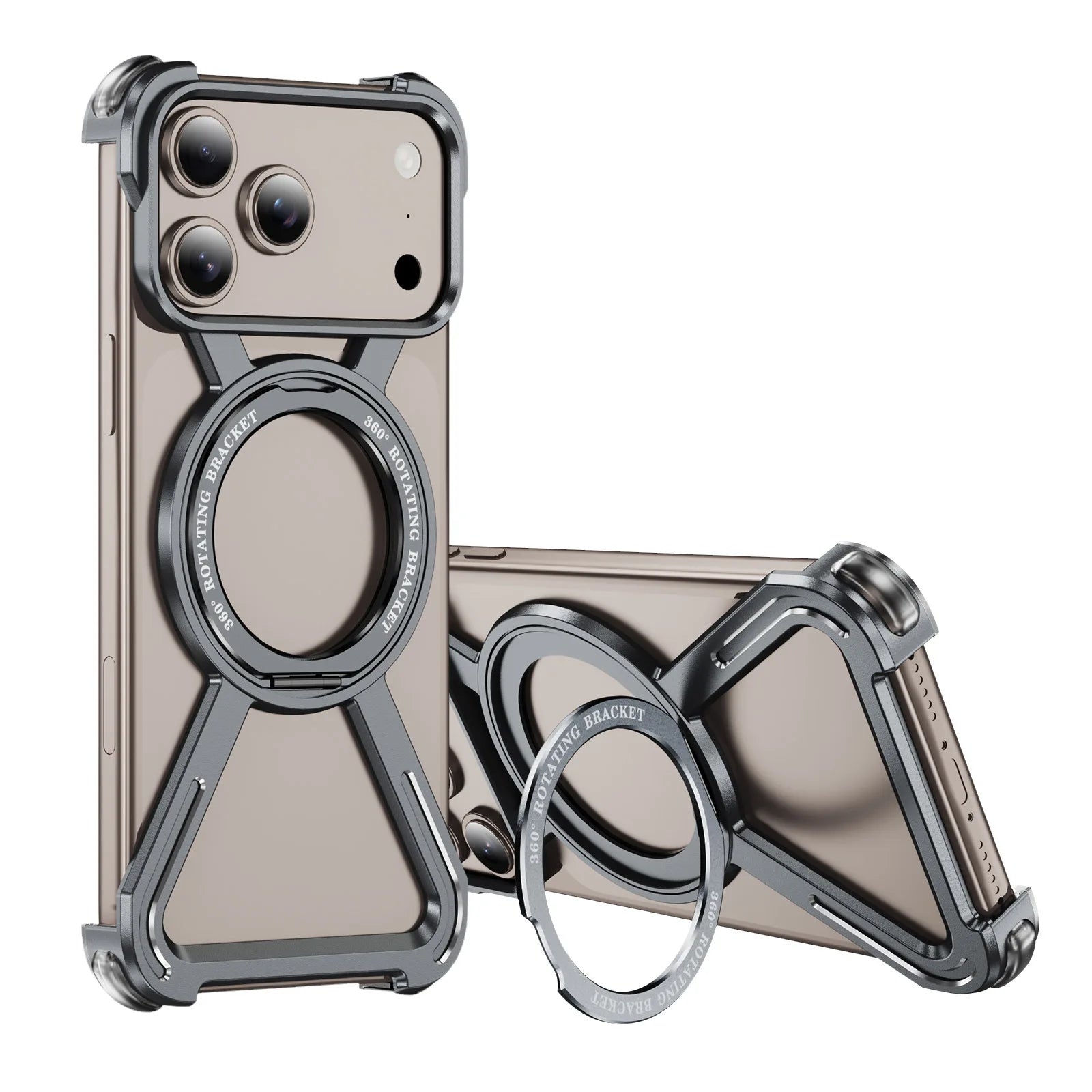 iPhone 17 Pro Max Shockproof Metal Frame Case with Integrated Rotate Stand 3 Tidesmit