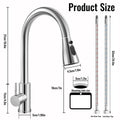 Stainless Steel Faucet Kitchen Faucet Sink Faucet with Pull Down Sprayer Hot and Cold Dual Control Bar Sink Faucet Rotation Faucet Showerhead and Bubble Water Flow