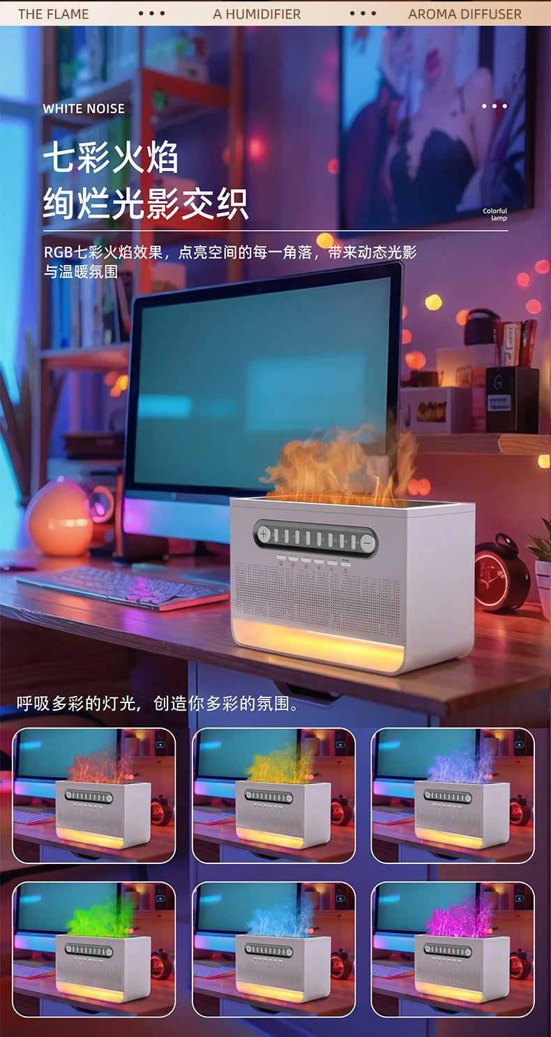 White Noise 3 in 1 Bluetooth Speaker Sleep Aid Night Light Humidifier All-in-one Machine 8 Nature Sound Essential Oil Diffuser