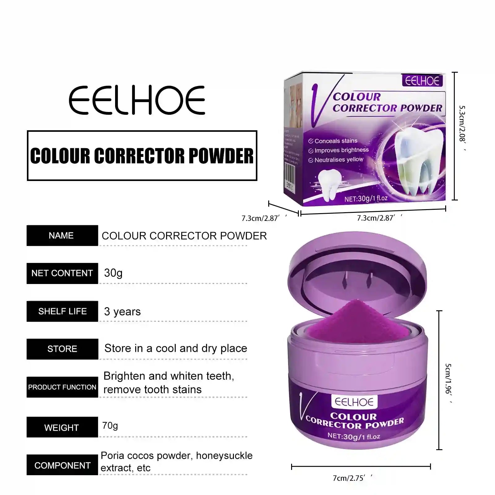 Tidesmit purple teeth whitening powder for plaque removal and professional dental stain cleaning at home