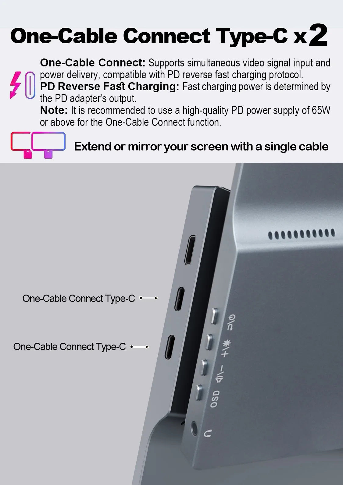 KUNGFUGO A14S Portable Monitor 14" 3K Fully Laminated CNC Aluminum Alloy  Single-Cable Expansion Screen