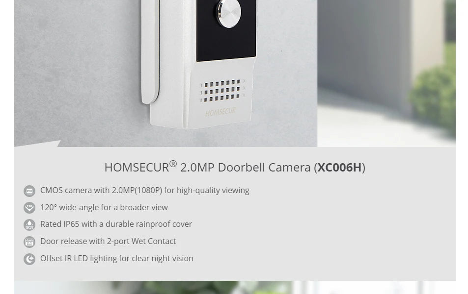 Tuya WiFi 10" Video Doorphone, With DC12V Fail Safe NC Lock, 1080P Doorbell Camera, IP65 Waterproof
