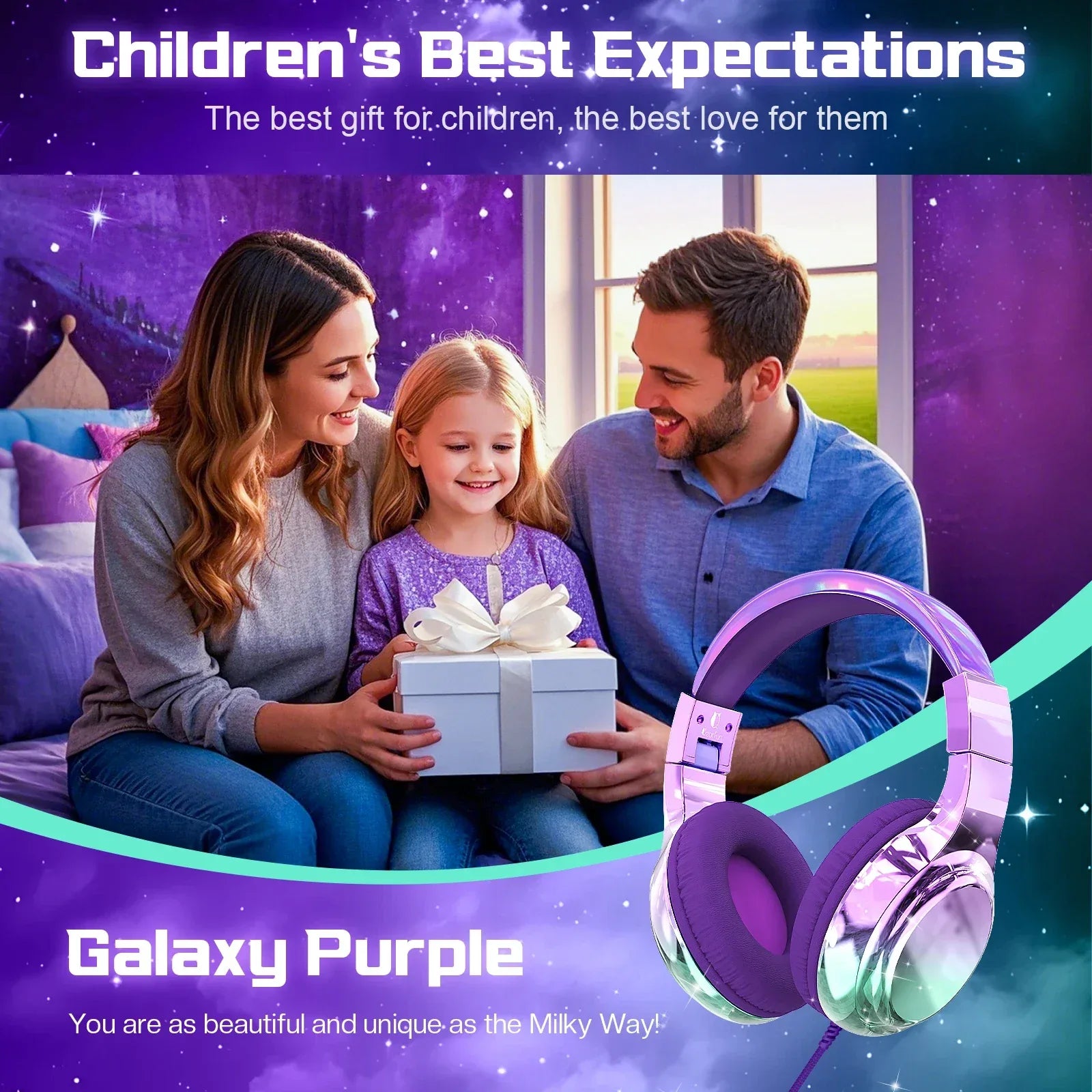 Kids Headphones Wired for School 85/94dB Volume Limiter Foldable Stereo Sound Headset with Mic for Kids Girls Learning Tablet PC Tidesmit