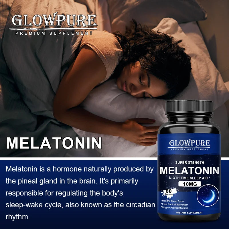 Melatonin 10mg for Deep Sleep, Relieve Insomnia, Healthy Sleep Quality, Stress Relief - Natural Formula