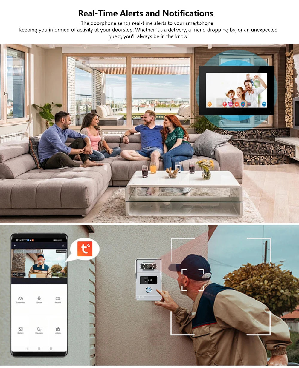 support tuya app Smart Video Intercom 1080P AHD WiFi Access Control System Camera Monitor Villa Home Security
