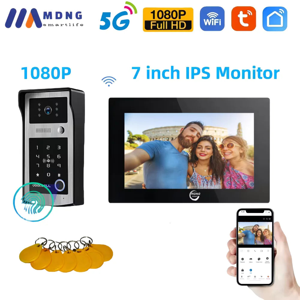 7/10 Inch Tuya Smart Wifi Video Apartment Intercom System 1080P Wireless Doorbell Camera Rfid Unlock Door Entry Intercom Doorman