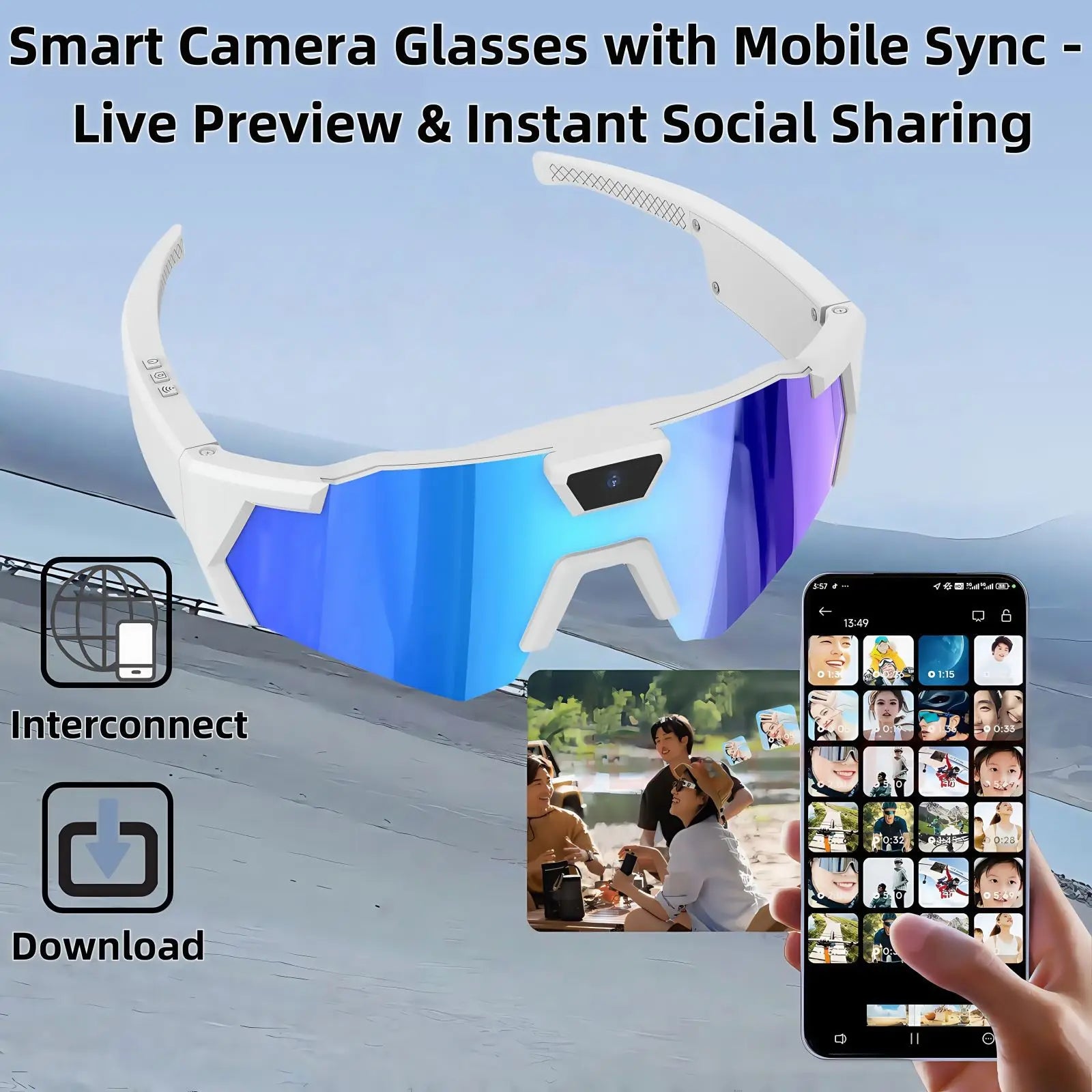 Smart Cycling Glasses with HD Camera - Windproof Sports Eye Protection Tidesmit