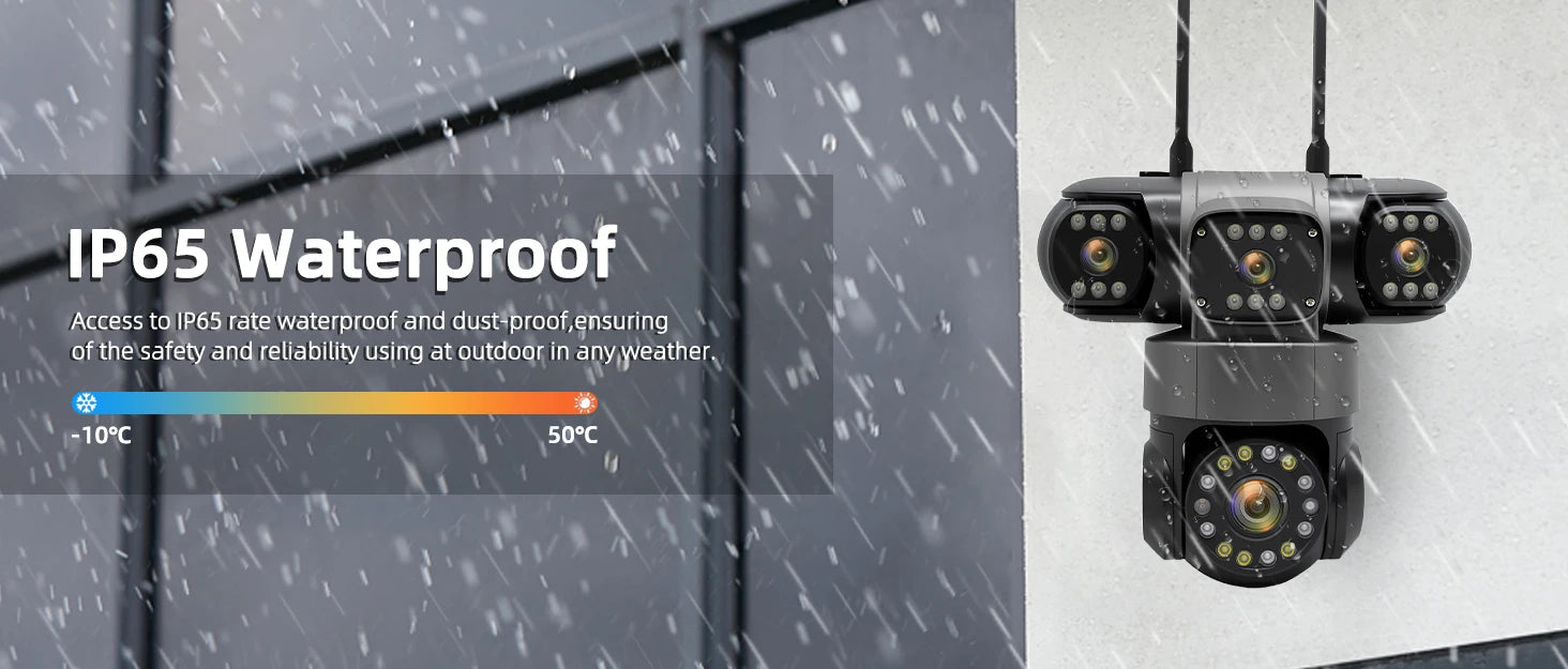 10K 20MP Home Security Outdoor WiFi Camera 4 Lens 4 Screen 360° 16X Zoom CCTV Wireless Surveillance PTZ Cam Security Protection
