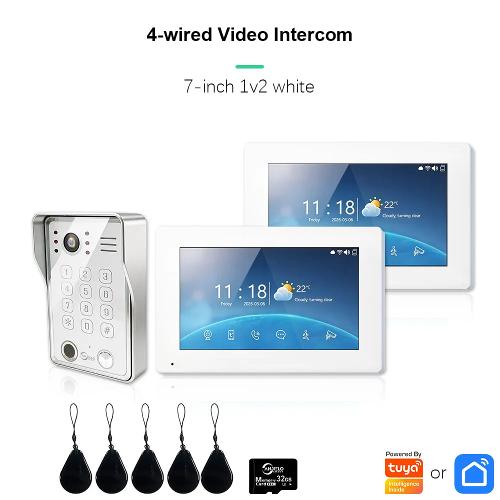 ANJIELO Doorbell Video Intercom System 5IN1 Unlock Tuya Smart Digital Frame Background Music Detection Preview NEW 2026