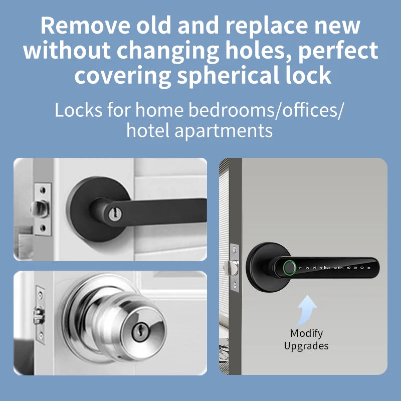 KERUI Fingerprint Door Lock  Works with Tuya Smart Electronic Door Lock with Fingerprint/Password/Key/Tuya APP/Card Unlock
