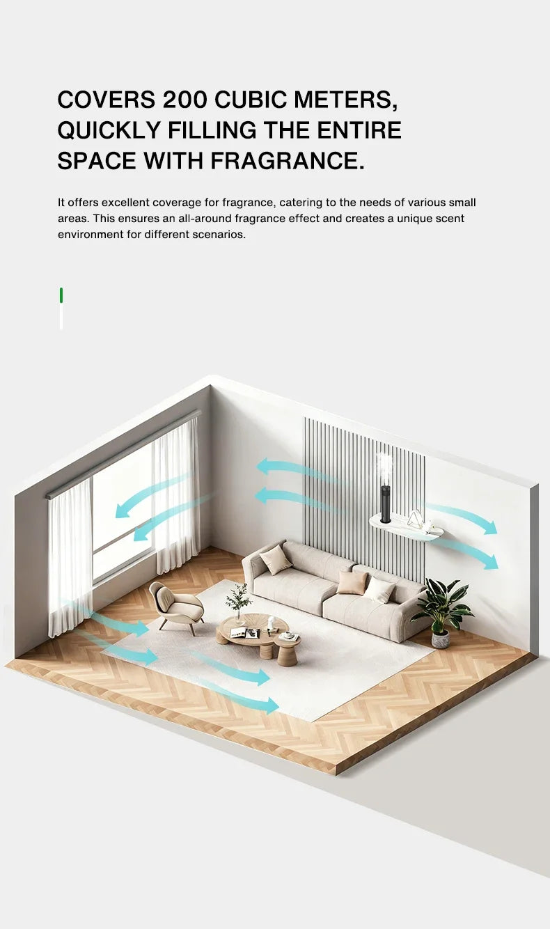 Home Waterless Essential Oil Diffuser Smart Aroma Scent Diffuser APP Control Large Coverage for Hotel Living Room Office Bedroom