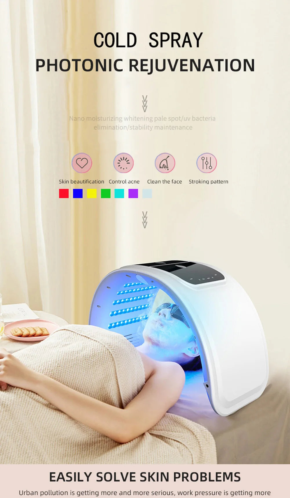 NEW Light Therapy PDT LED Mask 7 Colors LED Facial Mask Nano Spray  For  Skin Rejuvenation Anti Wrinkle Face Body Beauty Machine