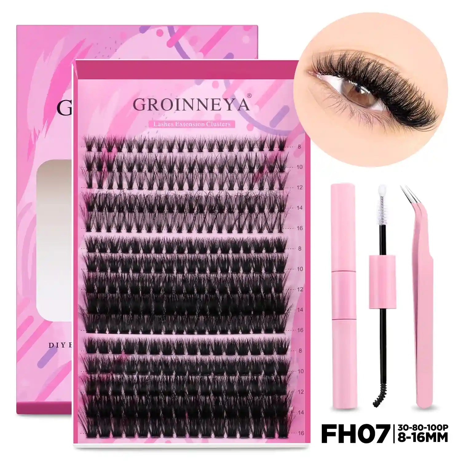 DIY Lash Extension Kit with Bond and Seal - Pro Cluster Set Lip Care Lash Set-FH07 Tidesmit