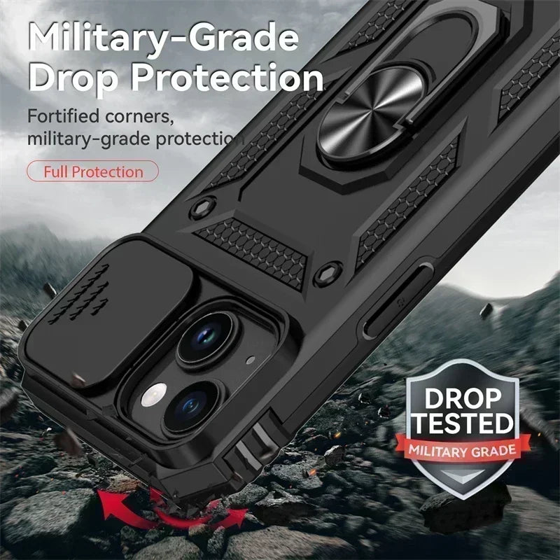 iPhone 16 Pro Max Case with Ring Stand and Lens Cover - Tidesmit Tidesmit