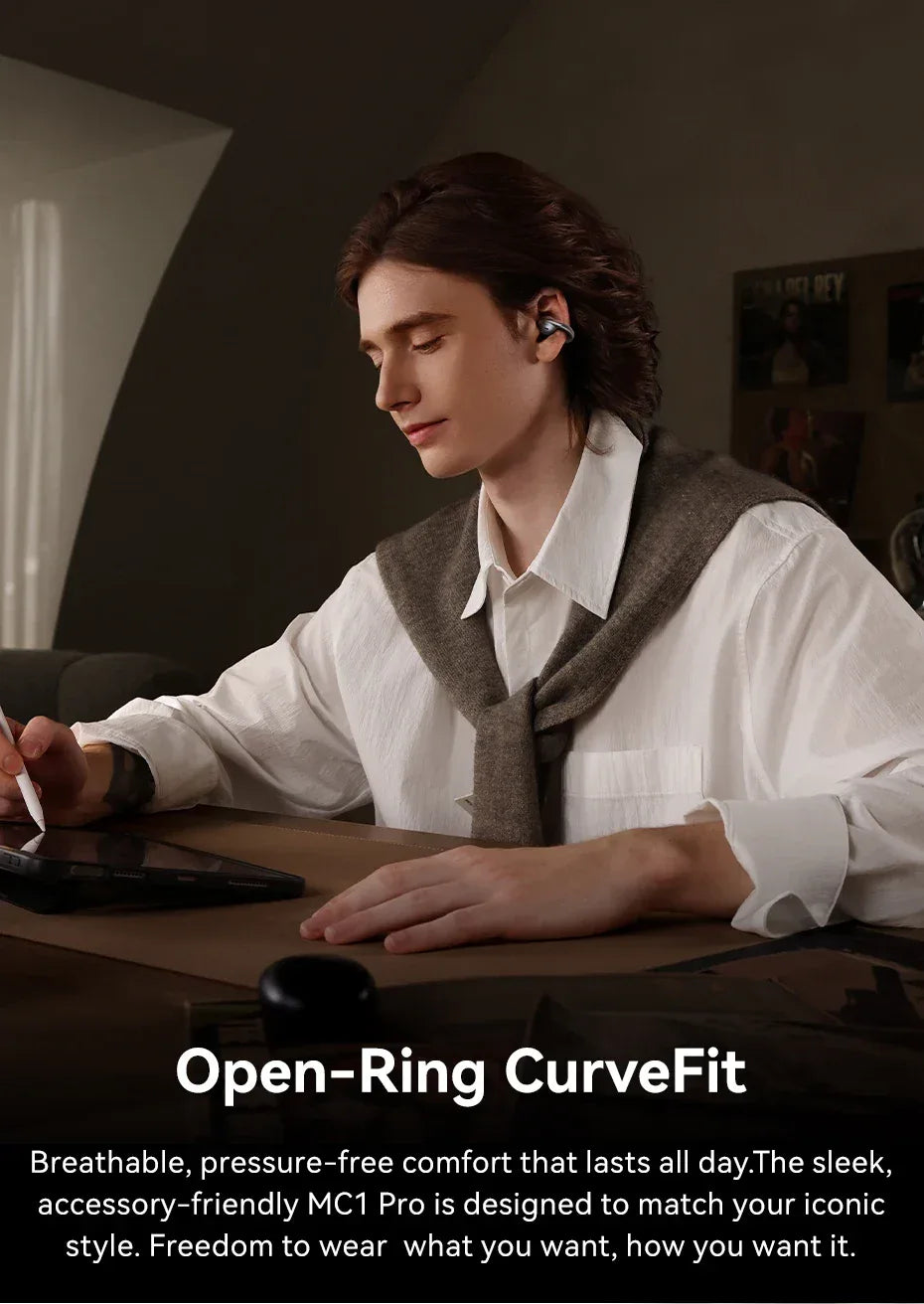 Baseus MC1 Pro Ear Clip Wireless Earphones Bluetooth 6.0 Hi-Res Ultra Open Earbuds earrings 4-Mic ENC Clip on ear buds Headphone Tidesmit