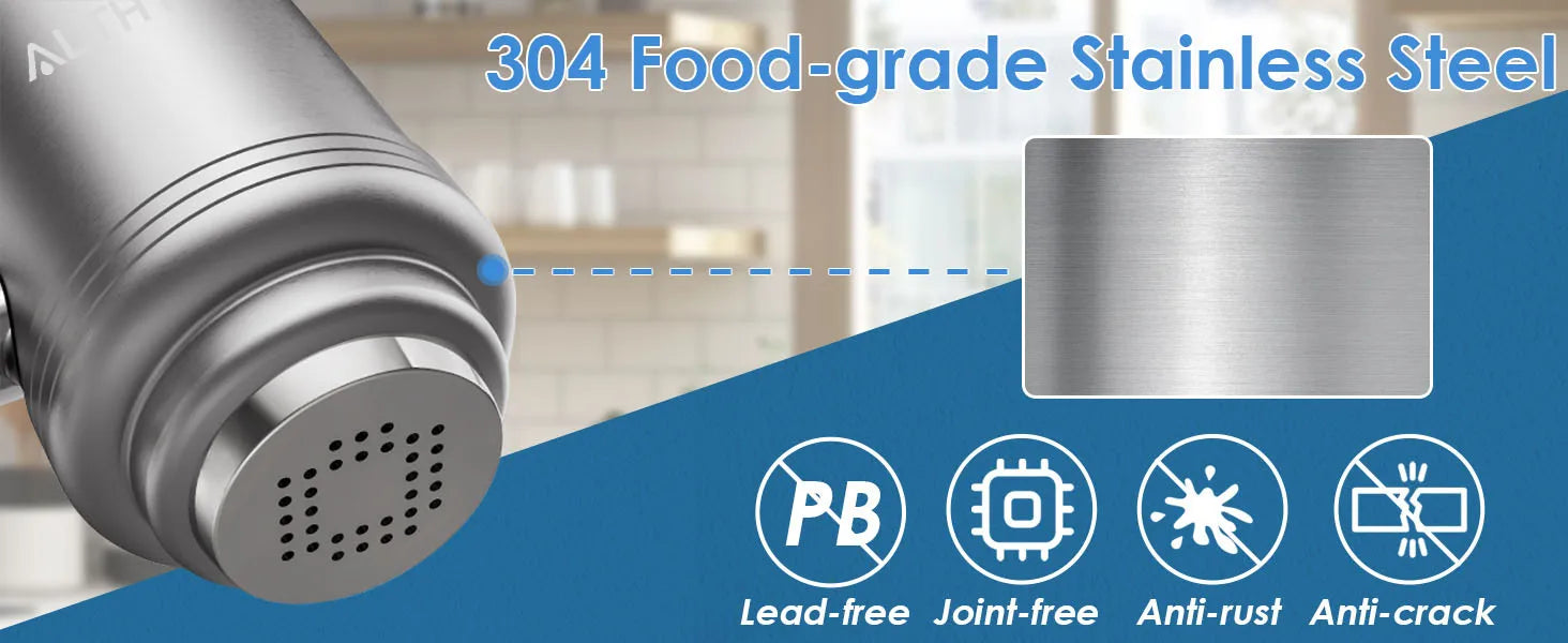 ALTHY Stainless Steel Faucet Tap Water Filter Purifier System, NSF Certified Reduces Lead, Chlorine & Bad Taste Kitchen