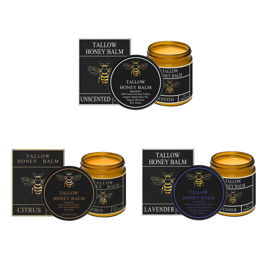 Organic Grass-Fed Beef Tallow Balm With Honey Soothen Nourishing Dry Skin Improves Elasticity Moisturizing Cream For Soft Smooth