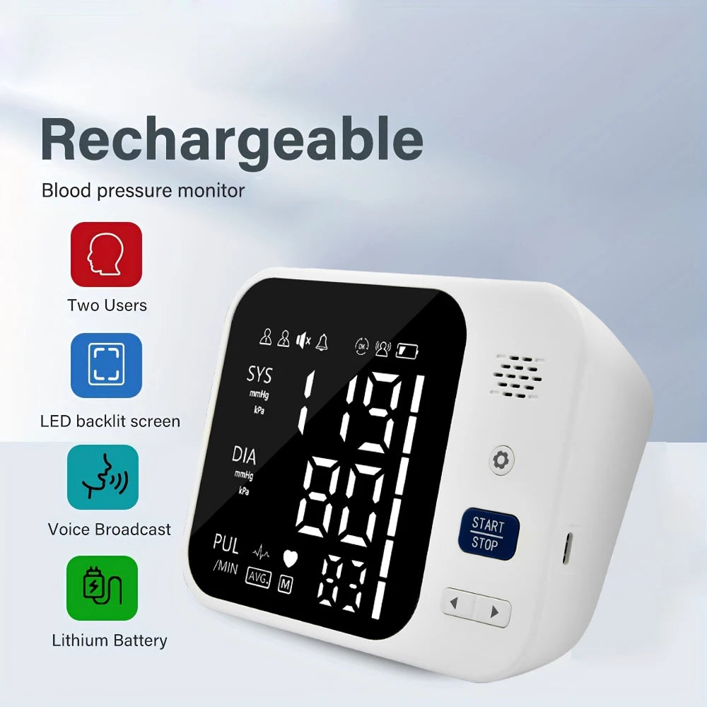 Pressure Tonometer Automatic Digital Arm Blood Pressure Meter Portable Upper Cuff Tensiometer Heart Rate Pulse Bp Monitor