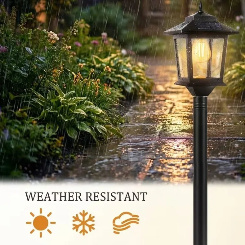 2 Pack 63 Inch Solar Lamp Post Lights, 1800 Lumens Outdoor Solar Landscape Lights with Replaceable Bulbs, IP44 Waterproof Warm White Lighting，Courtyard lights, outdoor solar street lights， for Garden, Patio, Lawn, Pathway