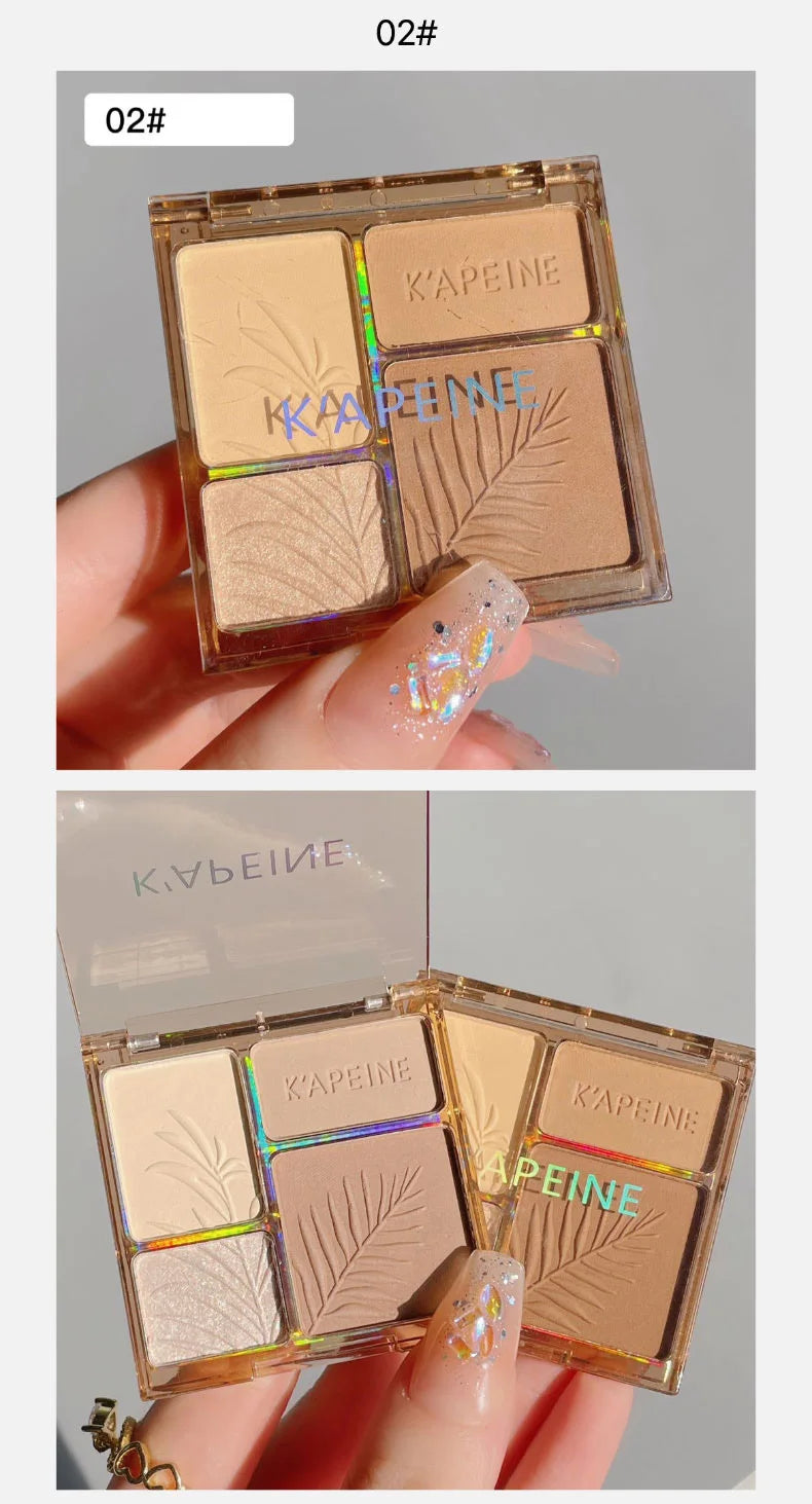 Tidesmit 4Colors matte highlighter and bronzer palette for 3D facial contouring and luminous makeup finish